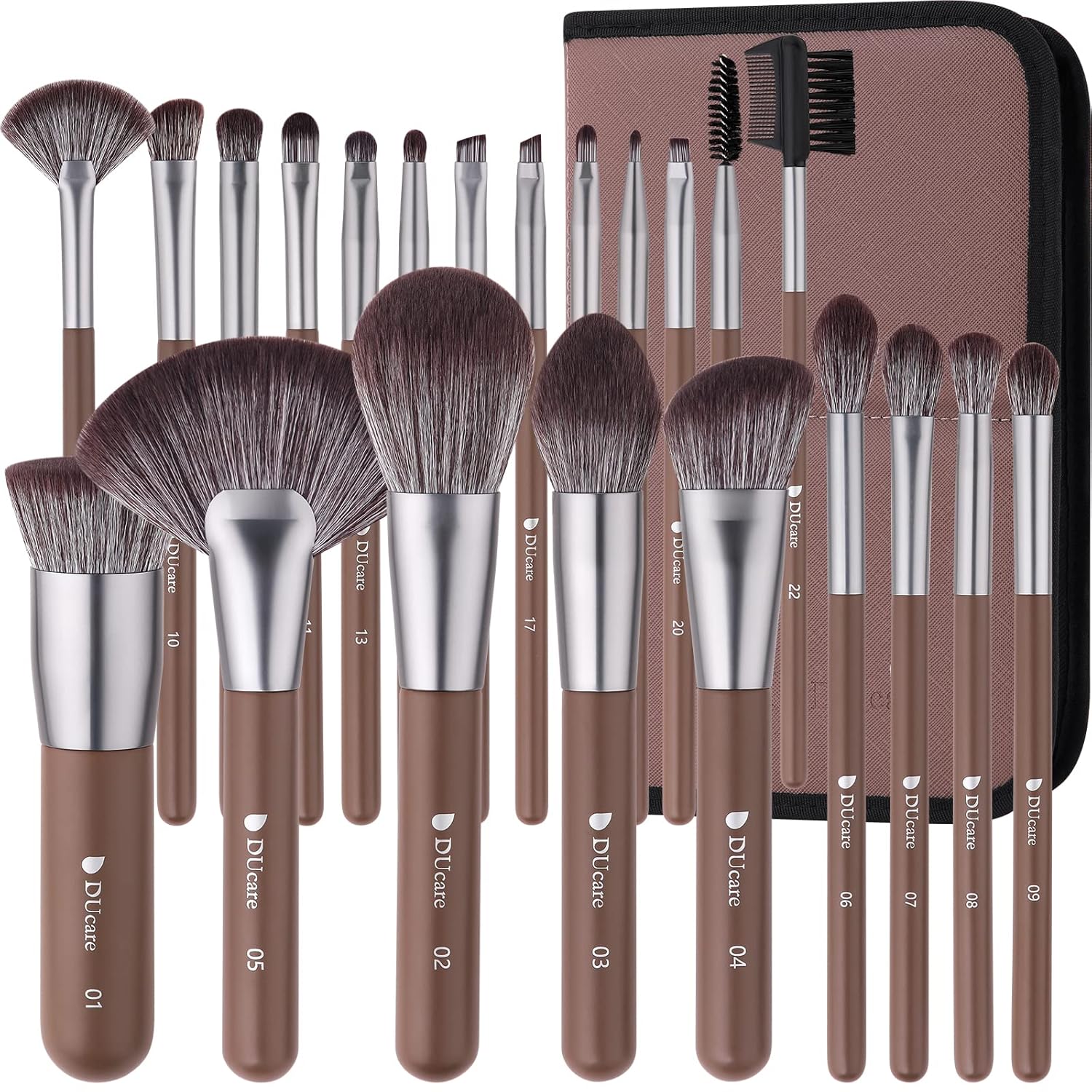 DUcare Makeup Brushes Professional with Bag 22Pcs Makeup Brush Set Premium Synthetic Kabuki Foundation Blending Brush Face Powder Blush Concealers Eye Shadows with Case-BrightBean Baby