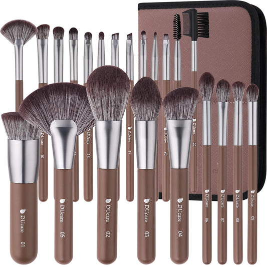 DUcare Makeup Brushes Professional with Bag 22Pcs Makeup Brush Set Premium Synthetic Kabuki Foundation Blending Brush Face Powder Blush Concealers Eye Shadows with Case-BrightBean Baby