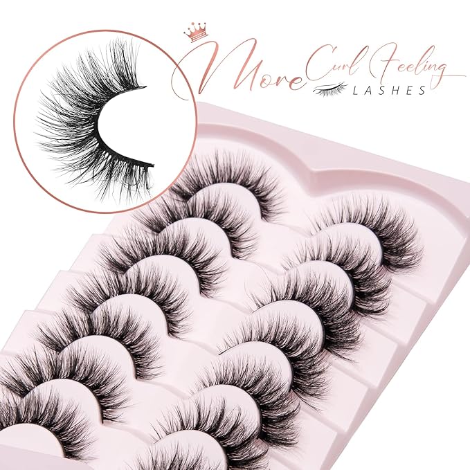 Onlyall Lashes Mink False Eyelashes Natural Wispy Lashes Soft Faux Mink Lashes Fluffy False Lashes 16MM A04-BrightBean Baby