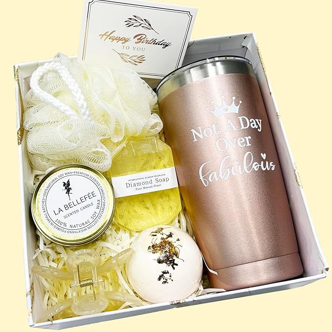 Birthday Gifts for Women Relaxing Spa Gift Basket Set for Her, Birthday Gifts for Mom Grandma Sisters Friends Female Wife Girlfriend Daughter Aunt, Birthday Gifts for Women Who Have Everything Gold-BrightBean Baby