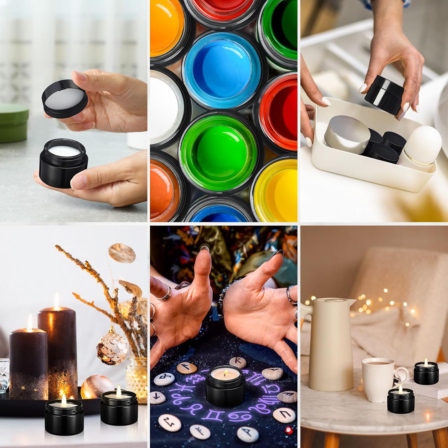 Domensi 100 Pcs 1 oz Glass Jars with Lids Bulk Round Glass Cosmetic Jars Lids 1 oz Small Travel Containers with Inner Liner for Lotions Powders Ointments Sample Cream(Black,Black)-BrightBean Baby