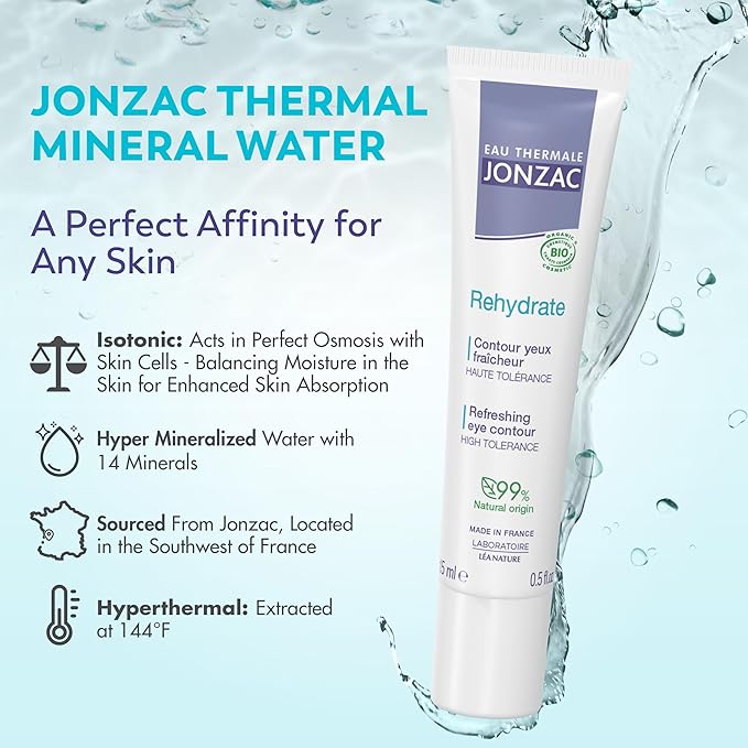 Rehydrate Organic Refreshing Eye Contour Cream - Soothing Hydration with Hyaluronic Acid For Dark Circles -For Sensitive Skin 0.5 Fl Oz-BrightBean Baby