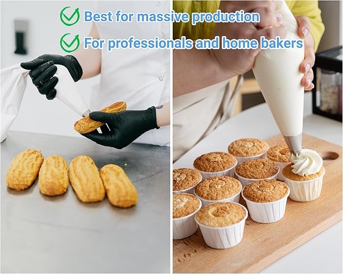 24 Inch Extra Large Piping Bags 200 Pack - Disposable Pastry Bags - Thick Anti-Burst Pastry Icing Frosting Piping Bags For Decorating Cupcakes Cakes Cookies (Large 24 Inch-200 Pack)