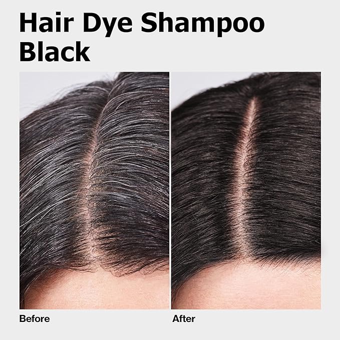 Hair Dye Shampoo, Gray Hair Coverage Dye Shampoo, Hair Color Shampoo for All Hair Types, Champu Para Canas, Suitable for Home and Salon (Black)-BrightBean Baby