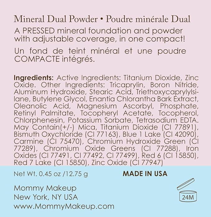 Mineral Dual Powder in Toasted (Medium Dark Tan) | 4-in-1 Pressed Mineral Foundation with SPF 15 for Flawless Glow & Soft Looking Skin | Oil Free, Talc Free, Gluten Free | 0.45 Oz | by Mommy Makeup-BrightBean Baby