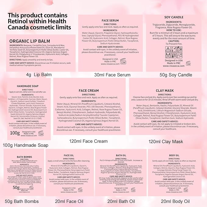 Mother's Day Gift, Spa Gifts 28pcs Rose Facial Skin Care Set for Women, Face Cream, Bath Oil, Serum, Shower Accessories - Bath and Body & Facial Kit - Birthday, Christmas, Valentine's, Bridal Shower-BrightBean Baby