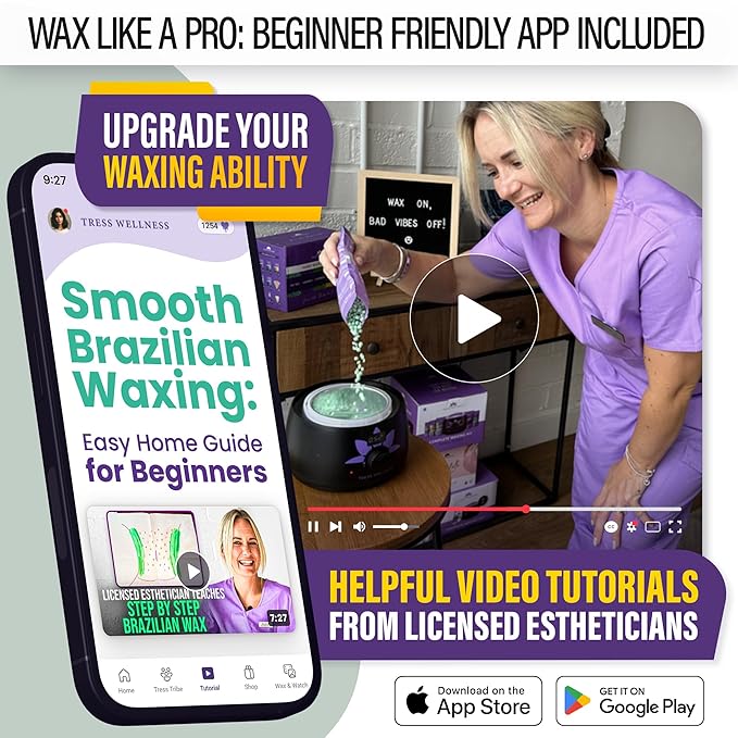 Tress Wellness Waxing Kit for Sensitive Skin – Safe for Face & Skin, Prep & Aftercare Spray, Easy to Use – At-Home Kit for Face, Bikini, Brazilian & Full Body - Digital Display, Green-BrightBean Baby