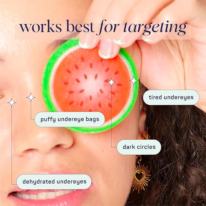 SpaLife Watermelon Cooling Eye Pads, 48 Hydrating Under Eye Patches for Puffiness, Dark Circles, and Tired Eyes, Infused with Hyaluronic Acid, Glycerin, and Vitamin C, Fruity Scent-BrightBean Baby