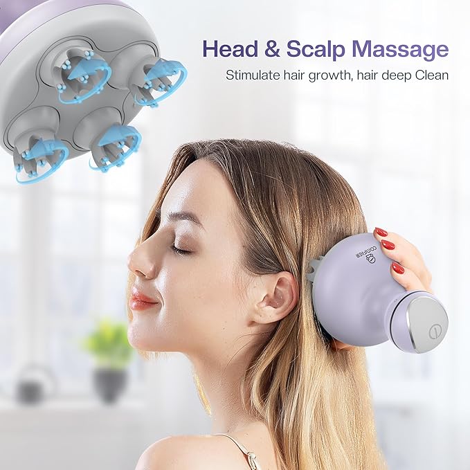 COMFIER Electric Scalp Massager with Mutlti-Modes Vibration, Portable Handheld Head Scratcher for Hair Growth,Waterproof Head Massager for Full Body,Dog Cat Massager for Deep Clean and Stress Relax-BrightBean Baby