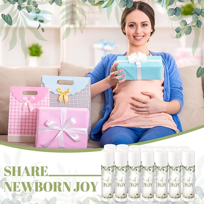 40 Pieces Lip Balm Bulk Baby Shower Jasmine Lip Balm Favors Floral Moisturizing Lip Balm for Women Children Men Girl kids Gender Reveal Favors Gift Baskets (Leaves)-BrightBean Baby