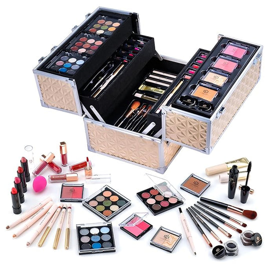 Color Nymph Professional Makeup Kits For Girls, Teenage Girls Makeup Kit with Storage Case Make Up Kit For Women Cosmetics Full Kit, Individual Packing Eyeshadow Blush Lipstick Mascara etc -Gold-BrightBean Baby