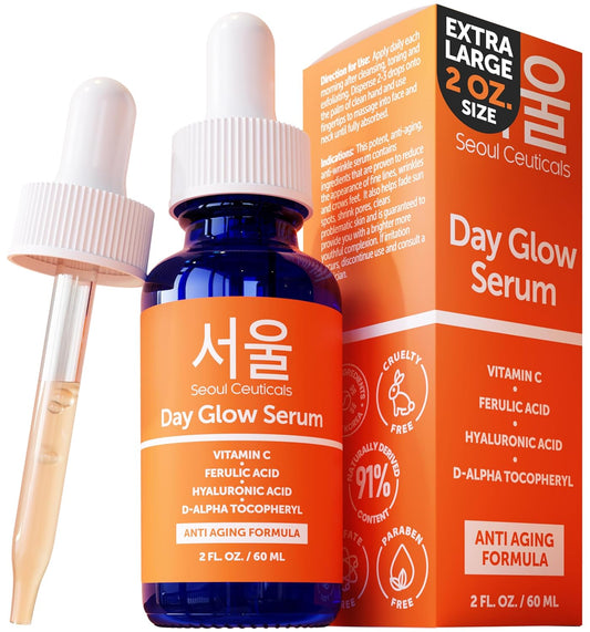 SeoulCeuticals Large 2oz Korean 20% Vitamin C Hyaluronic Acid Serum + CE Ferulic Acid - Potent Anti Aging, Anti Wrinkle K Beauty-BrightBean Baby