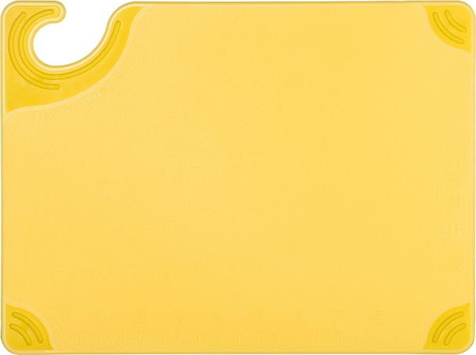 San Jamar Saf-T-Grip Plastic Cutting Board with Safety Hook, 9" x 12" x 0.375", Yellow, (Pack of 6)