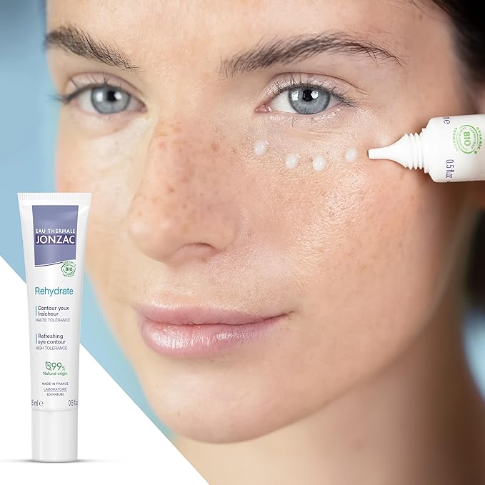 Rehydrate Organic Refreshing Eye Contour Cream - Soothing Hydration with Hyaluronic Acid For Dark Circles -For Sensitive Skin 0.5 Fl Oz-BrightBean Baby