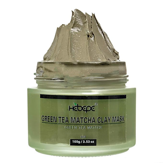 Green Tea Matcha Facial Detox Clay Mask with Mineral Oil, Wash Off Until Dry, Deep Cleaning, Hydrating, Detoxing, Healing, and Relaxing, Pore, and Blackhead Mask-BrightBean Baby