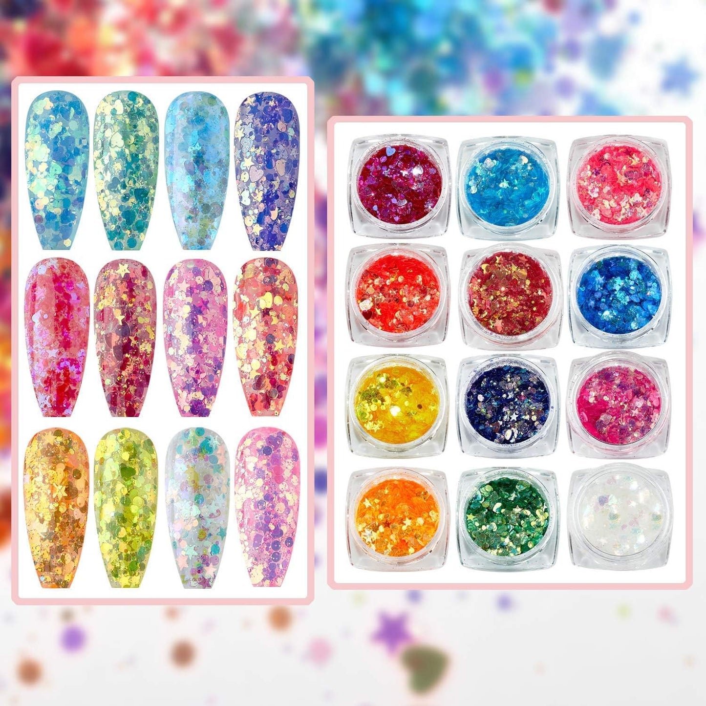 Makartt Nail Decoration Set, 4 Boxes Glitter Sequins & Rhinestones for Spring, Summer, Nail Art, DIY Nail Decoration Accessories Kit-BrightBean Baby