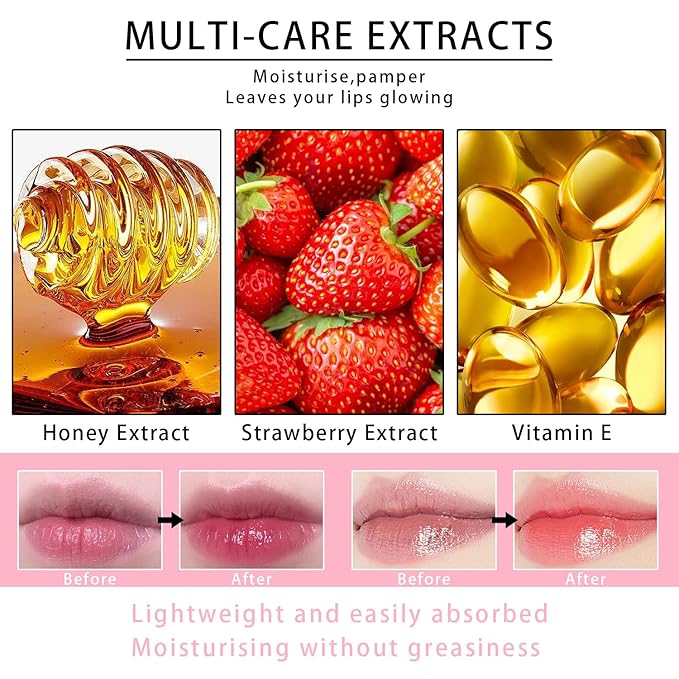 2PCS Lip Mask Overnight, Honey&Strawberry Moisturizing Repair Sleeping Lip Balm, Fade Lip Lines Bee Lip Balm, Hydrating &Prevention Dry and Crack Lip Scrubs Exfoliator (Honey & Honey)-BrightBean Baby