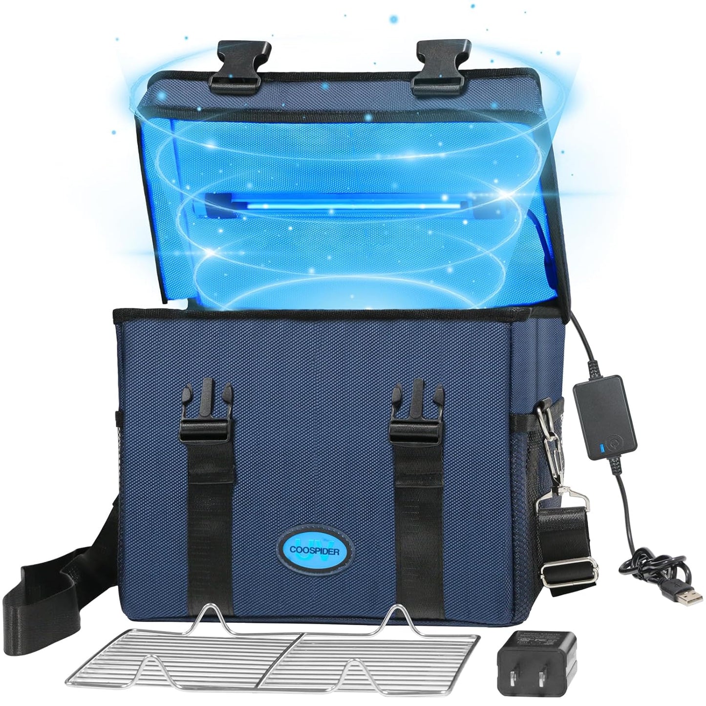 UVC Sanitizer Ozone Box with Timer, Foldable Large Cleaner UV Bag w/strap and USB Port, Portable UVC Light Tote 185nm wavelength for Mask, Cell Phone, Key, Towel 12L/3.17 gal-BrightBean Baby