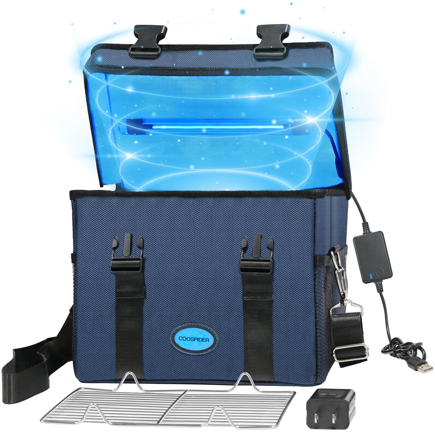 UVC Sanitizer Ozone Box with Timer, Foldable Large Cleaner UV Bag w/strap and USB Port, Portable UVC Light Tote 185nm wavelength for Mask, Cell Phone, Key, Towel 12L/3.17 gal-BrightBean Baby