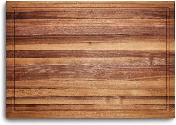 HexClad Large Walnut Cutting Board, Double-Sided with Juice Groove & Recessed Handles, Durable, Scratch-Resistant Hardwood, Great for Chopping, Carving & Serving, 13.75"x19.5"