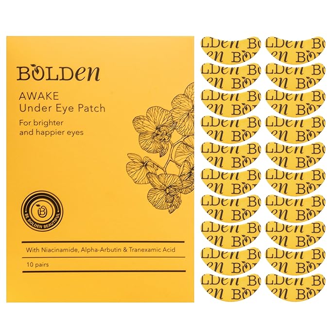 Bolden Awake Under Eye Patch | Eye Mask For Dark Circles, Puffiness & Discoloration | Brightening Eye Pads With Niacinamide, Alpha Arbutin, Tranexamic Acid & Vitamin C | 10 Pairs-BrightBean Baby