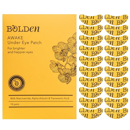 Bolden Awake Under Eye Patch | Eye Mask For Dark Circles, Puffiness & Discoloration | Brightening Eye Pads With Niacinamide, Alpha Arbutin, Tranexamic Acid & Vitamin C | 10 Pairs-BrightBean Baby