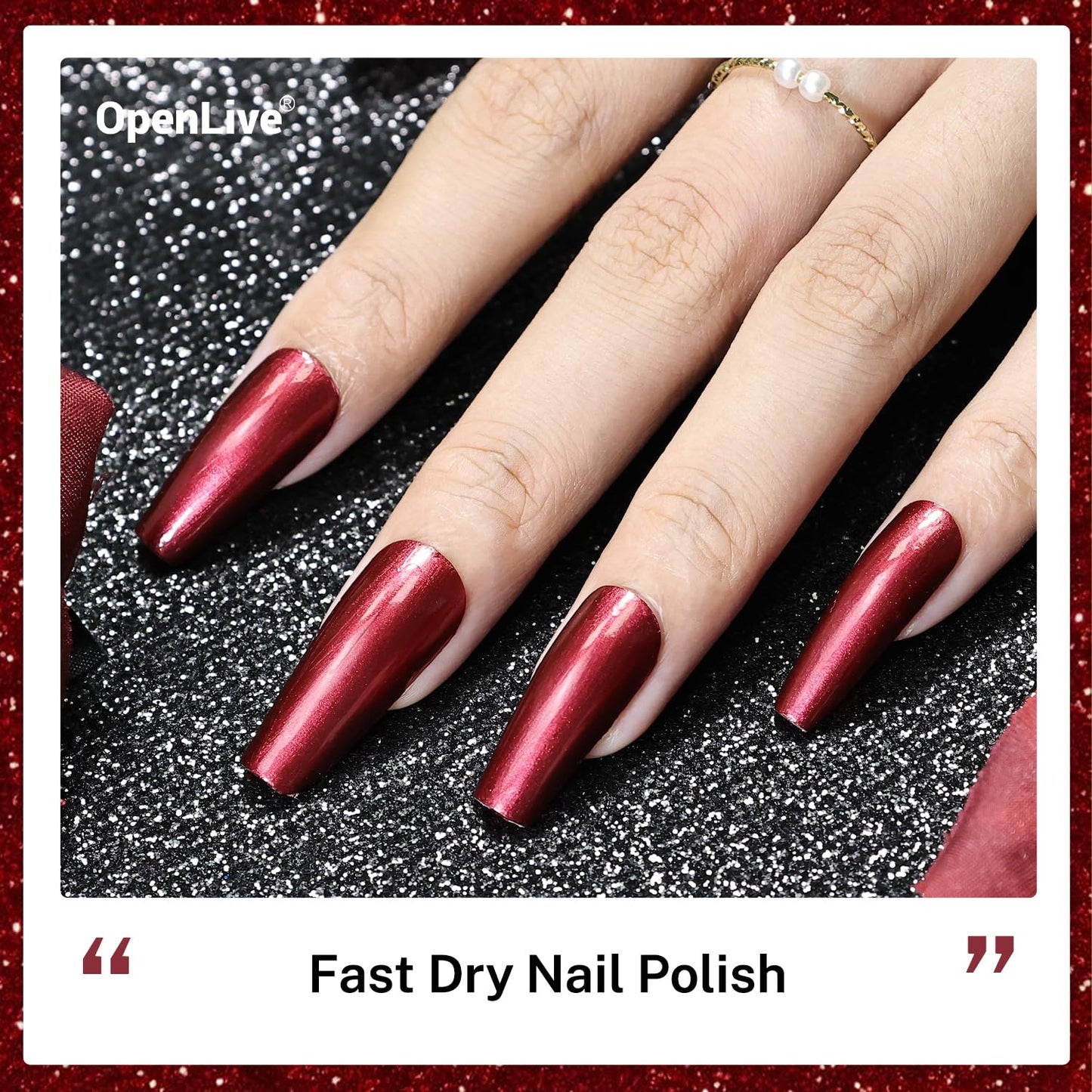 16.5ml Red Glitter Nail Polish Large Volume Quick Dry Nail Polish, Long Lasting Shine, Fingernail Toenail Nail Art DIY Home Travel Nail Art Gift-BrightBean Baby