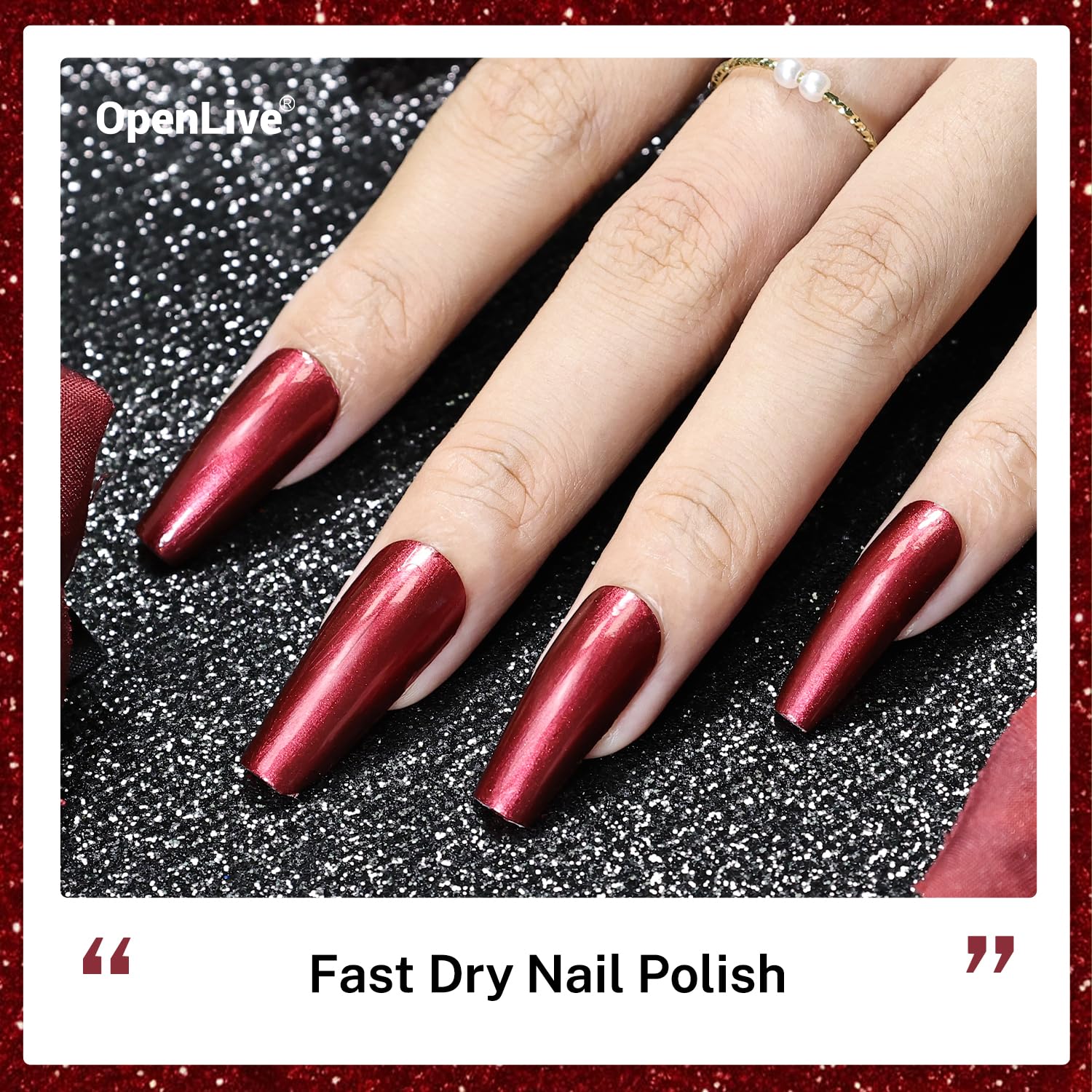 16.5ml Red Glitter Nail Polish Large Volume Quick Dry Nail Polish, Long Lasting Shine, Fingernail Toenail Nail Art DIY Home Travel Nail Art Gift-BrightBean Baby