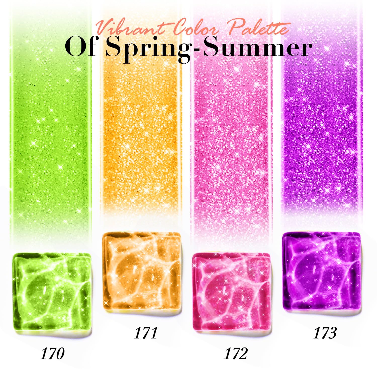 AZUREBEAUTY Nail Polish Set, 4 Colors Shimmer Glitter Neon Pink Orange Green Purple Spring Summer Long Lasting Quick Dry Natural Fingernail Lacquer Strengthening Kit with Top Coat DIY Salon-BrightBean Baby