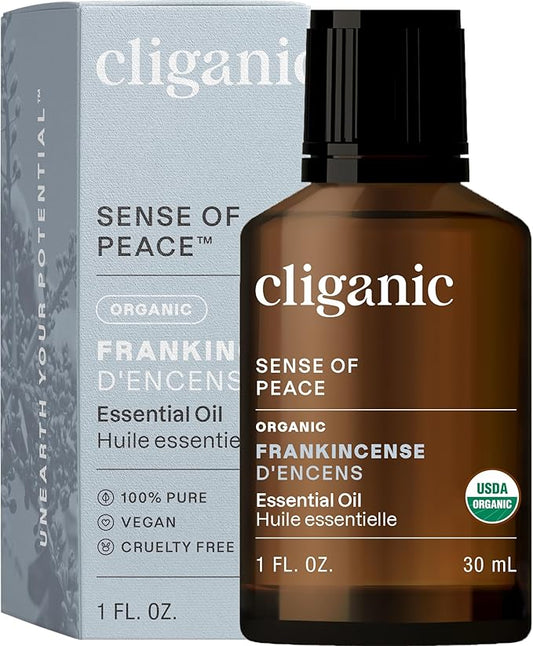 Cliganic USDA Organic Frankincense Essential Oil, 1oz - Boswellia Serrata, 100% Pure Natural Undiluted, for Aromatherapy | Non-GMO Verified (Packaging May Vary)-BrightBean Baby