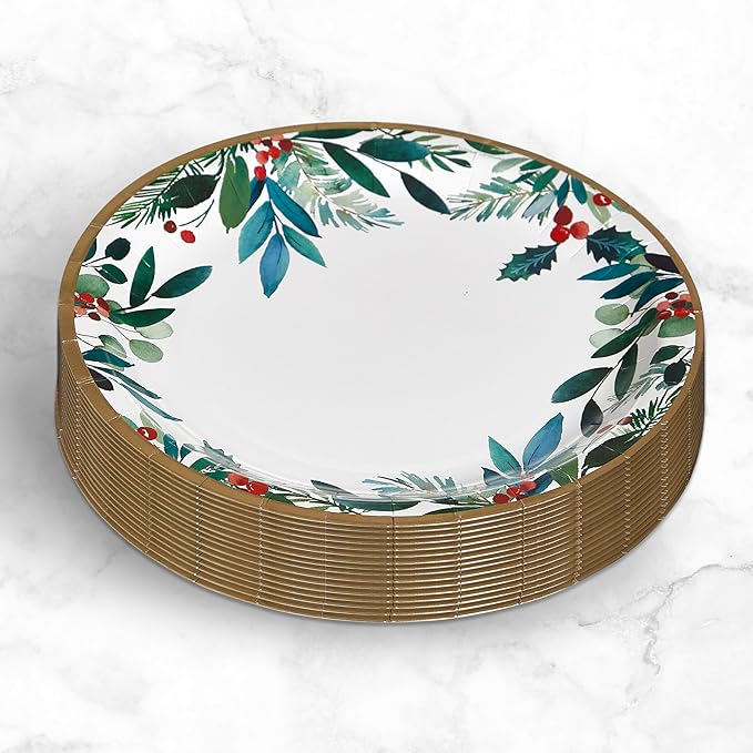 Papyrus Disposable Tabletop Plates Set - Elegant and Sturdy Plates for Any Occasion, Holiday Foliage, Dinnerware Set