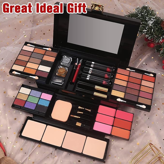 Professional Makeup Kit for Women Girls Full Kit with Mirror 58 Colors All in One Make up Gift Set Included Eyeshadow,Compact Powder,Blusher,Lipstick,Eyebrow Pencil,Gitter Gel,Eyeliner,Mascara (Y)-BrightBean Baby