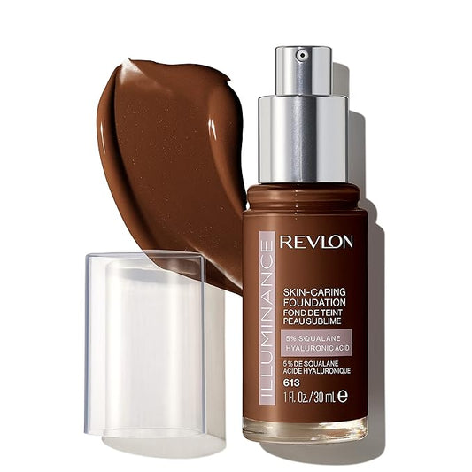 Revlon Illuminance Skin-Caring Liquid Foundation, Hyaluronic Acid, Hydrating and Nourishing Formula with Medium Coverage, 613 Honey Java (Pack of 1)-BrightBean Baby