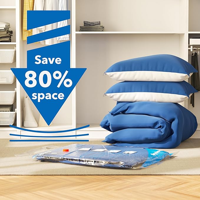 Vacuum Storage Bags 18 Pack,4 Jumbo, 4 Large, 4 Midium, 4 Small,2 Roll Bags,Plastic Packaging Bags,Space Saver Bags for Clothes, Pillows, Comforters, Blankets, Bedding,clothing