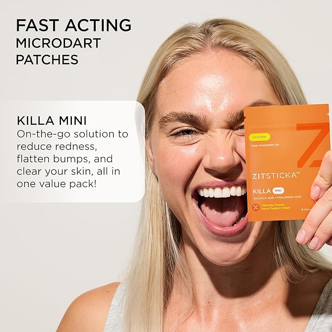ZitSticka Killa Pimple Patches for Face - World's Most Potent Pimple Patch with Fast-Acting Microdarts - Starts Working within 26 Hours for Deep, Early-Stage Zits - Mini 24 Count-BrightBean Baby