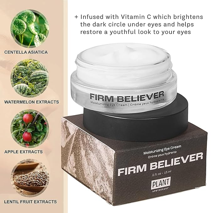 Firm Believer: 30ml Under Eye Cream with Vitamin C - Puffiness, Dark Circles, Eye Bags, Fine Lines and Wrinkles Reducer - Anti-Aging Eye Creams and Skin Care for Men and Women-BrightBean Baby