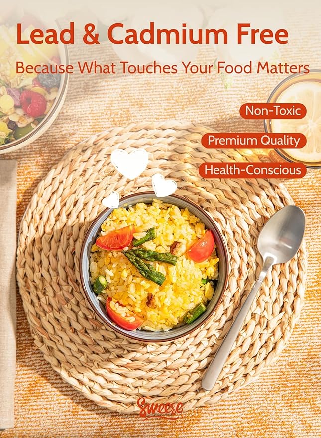 Sweese 10 Oz Ceramic Ice Cream Bowls, Set of 6, Dishwasher Microwave Safe Dessert Bowls in Assorted Cool Colors