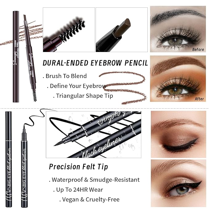 Makeup Kit For Girls Teens Women, Makeup Set, Makeup Present, Includes Eyeshadow Palette, Foundation, Eyebrow Pencil, Eyeliner, Lip Gloss, Counter Stick, Makeup Brush Set Bag & Sponge-BrightBean Baby