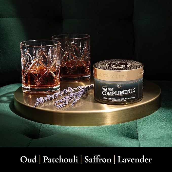 LUXURY LIFE BUTTER - Irresistibly Scented Body Butter with Hyaluronic Acid for Ultimate Moisture. Hydrates for a Non-Greasy Glamorous Glow (Presidential, Peach Smoke, Warm Compliments 5 oz)-BrightBean Baby