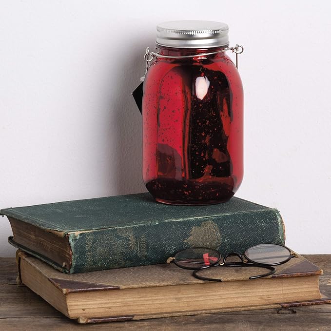 Primitives by Kathy 36372 Mercury Glass Lantern, Red, 6.75-Inches Tall