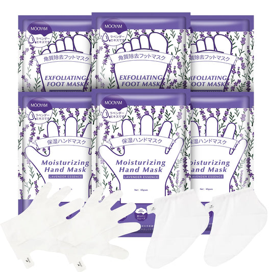 Hydrating Hand Foot Masks Set,3 Pack Glove Mask for Dry Hand,Exofliating 3 Pack Socks Maskfor Peeling Away Dead Skin Calluses（Lavender）-BrightBean Baby