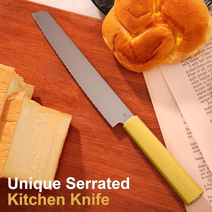 7.5" Serrated Bread Knife for Homemade Bread, Razor Sharp AR-RPM9 Steel & Innovative Wavy Edge, Professional Serrated Knife for Sourdough Bread Cake, Gift Box for Baker Home Chefs