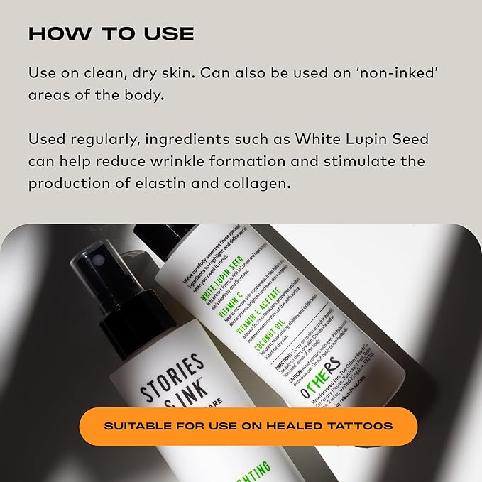 Stories & Ink Tattoo Care | HIGHLIGHTING BODY OIL for healed skin - Refreshes Faded Tattoos for Instant Tattoo Glow, 100 mL / 3.4 Fl Oz-BrightBean Baby