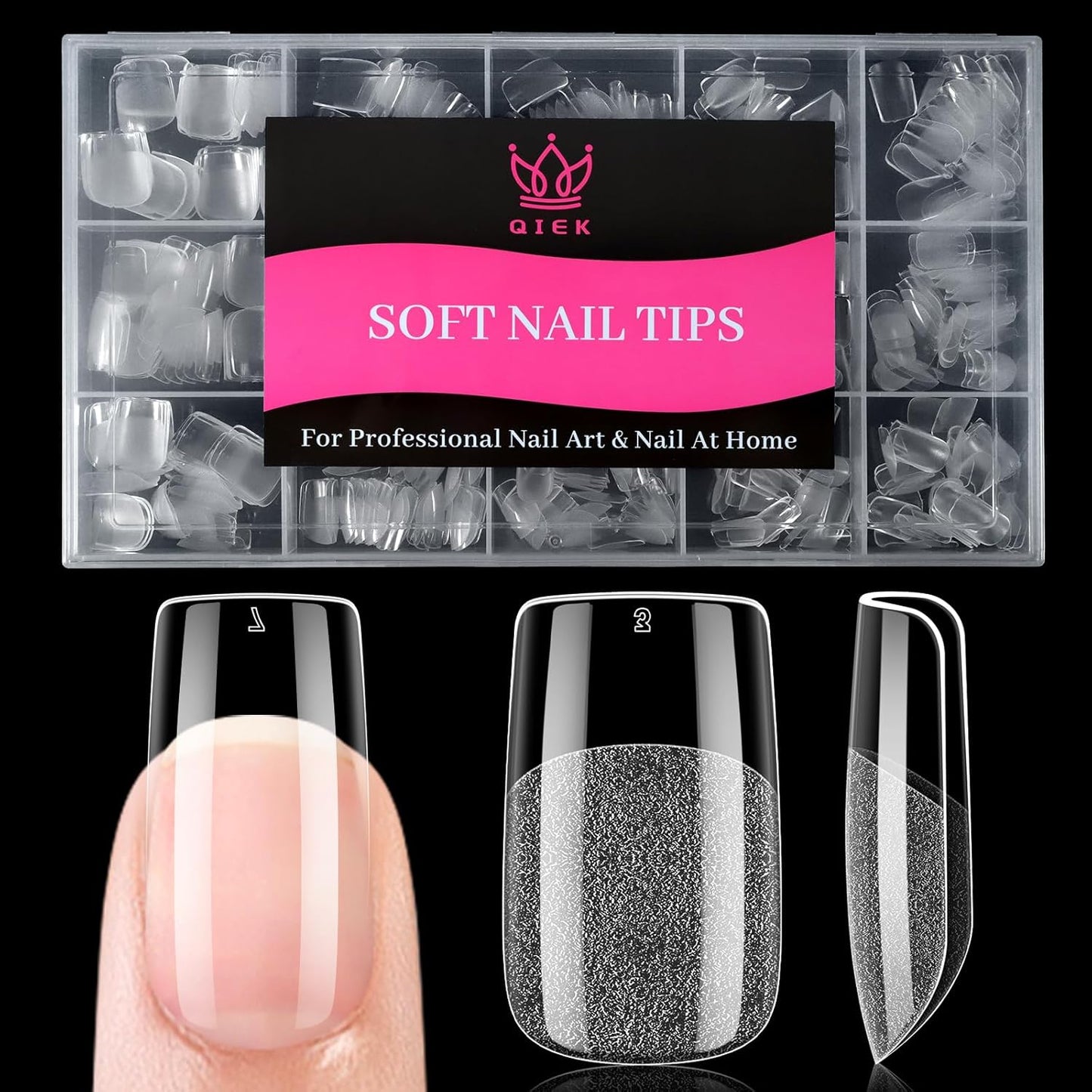 Short Square False Nail Tips, 15 Sizes 510 PCS Clear French Press On Fake Nail Soft Pre-shaped Half Matte Full Cover Gel Nail Tips Extensions Thick Long Lasting for DIY Beginners & Salon Manicure-BrightBean Baby