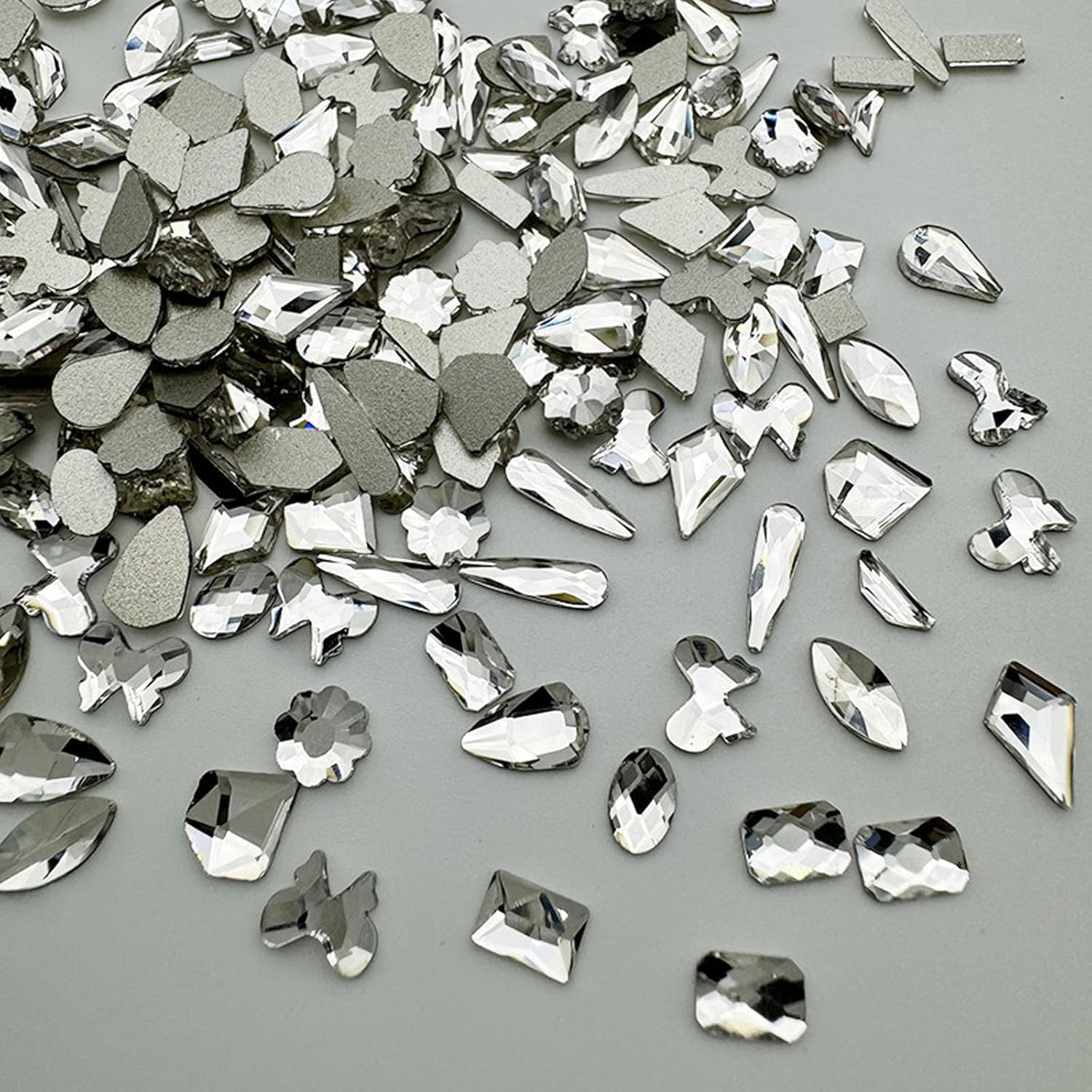 18 Types of 900 Special-Shaped Diamonds + 3200 Flat-Bottomed Nail Rhinestones, Clear Nail Crystal Gems Stone DIY Crafts for Shoes, Clothes, Jewels-BrightBean Baby