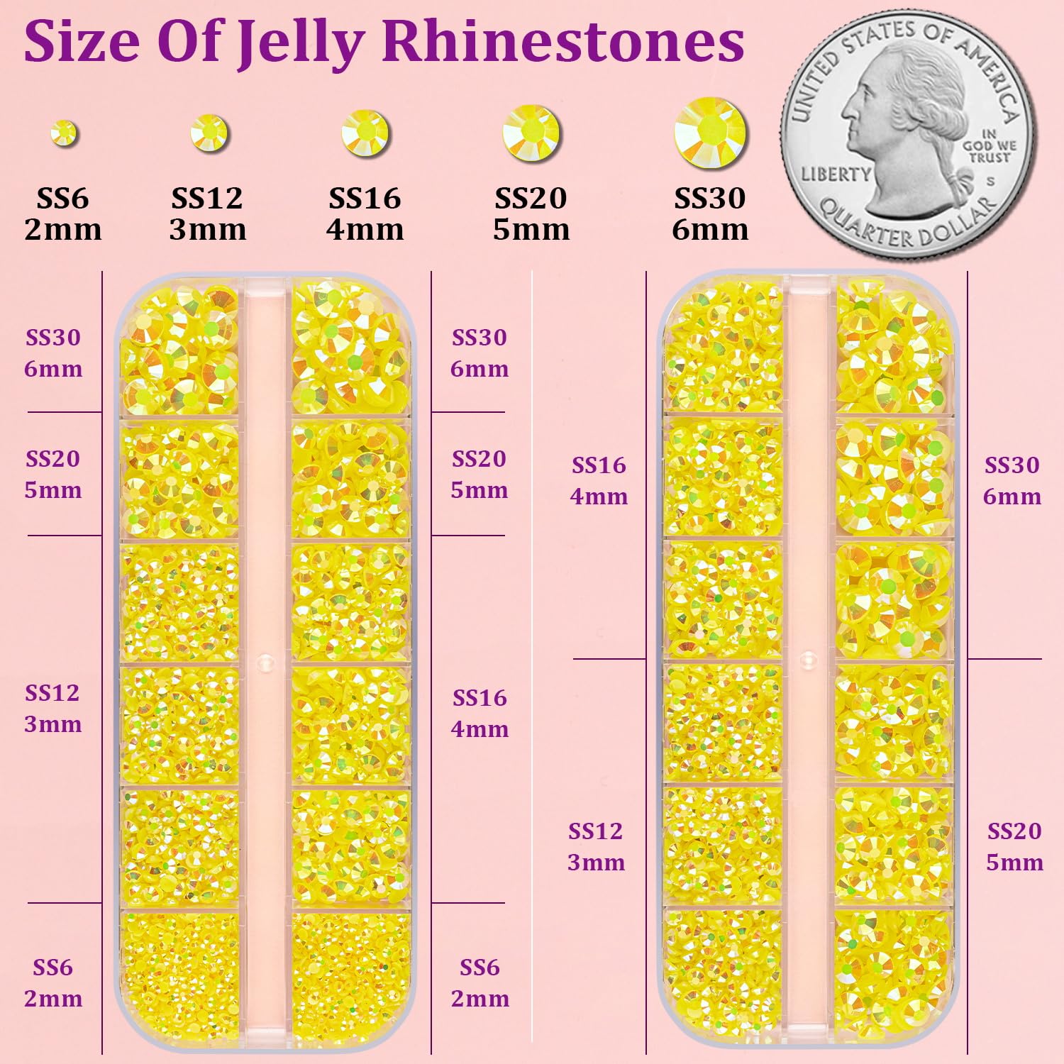 Resin Jelly Rhinestones for Crafting with B7000 Jewelry Glue, 2 Boxes Lemon Yellow AB Flatback Crystals with 3Pcs 10ml Glue, Bedazzling Non Hotfix Gems for DIY Tumblers Clothing Shoes Manicure-BrightBean Baby