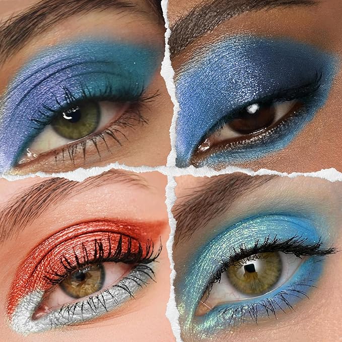 Galactic Assemble Eyeshadow Palette 14 Colors Glitter Shimmer Metallic Eye Shadow Pallet Blue Galaxy Eye Makeup Palettes Create Space-like Eyes Make up Orange Gifts for Women Girls-BrightBean Baby