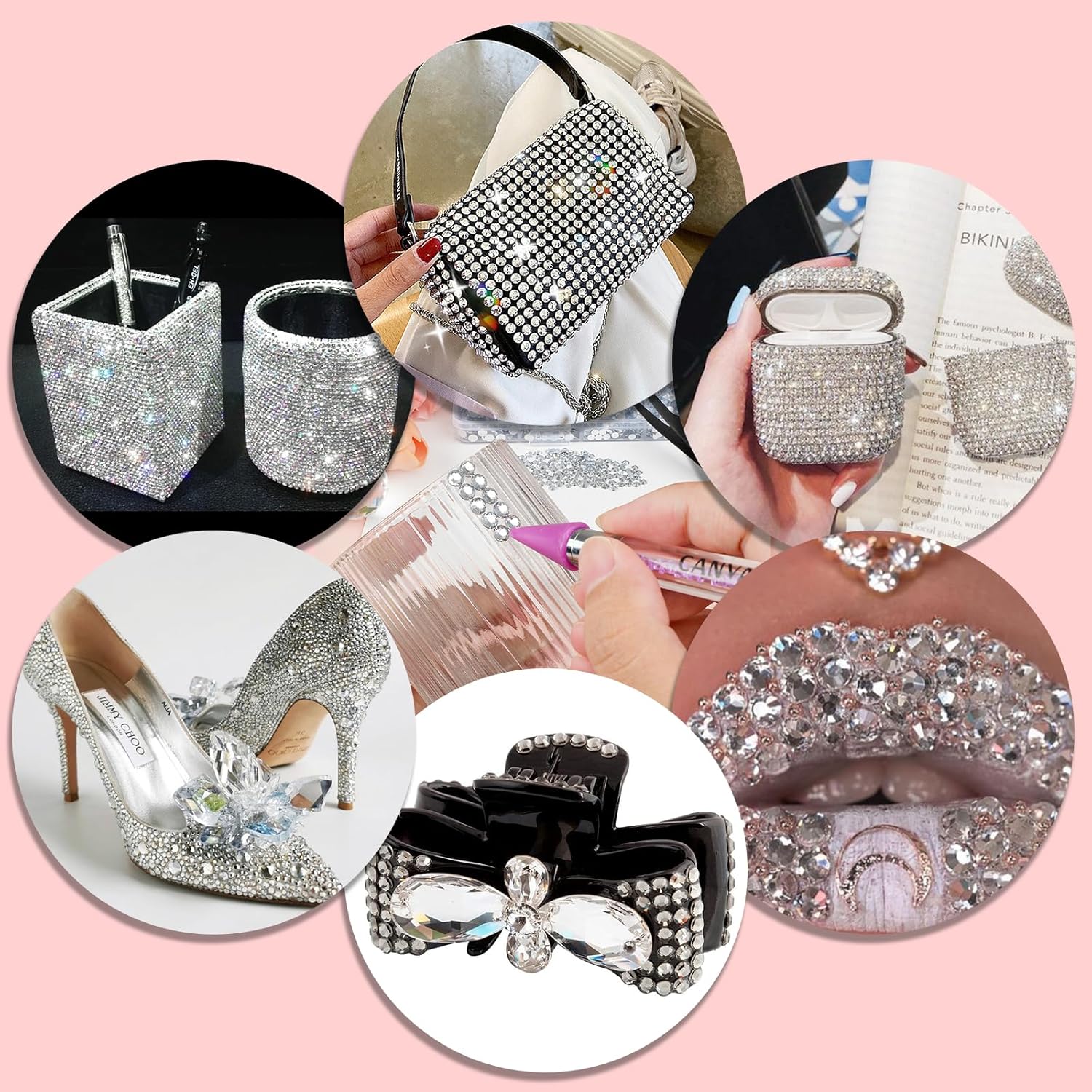 Canvalite 25000Pcs Resin Jelly Rhinestones for Crafting, Clear Flatback Gems, Bedazzling Crystal with 5Pcs 2.5g B7000 Jewelry Glues and Tweezers and Dotting Pen for DIY Crafts Clothing Shoes Nail Art-BrightBean Baby