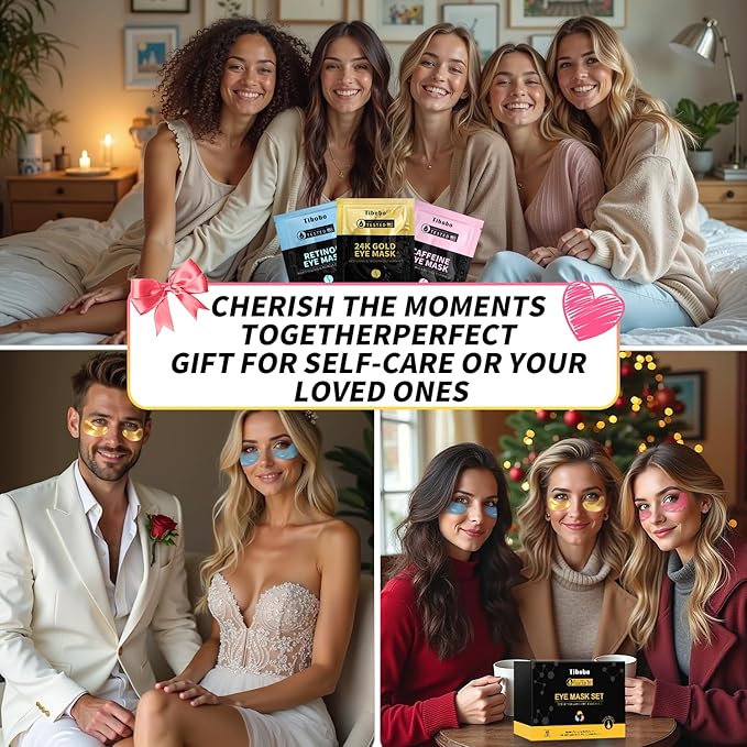 Under Eye Patches(48 Pairs), 24K Gold, Caffeine, Retinol Eye Masks for Puffy Eyes, Wrinkles, Dark Circles, Undereye Bags Treatment - Restoring & Awakening & Moisturizer Skin care Gift for Women-BrightBean Baby