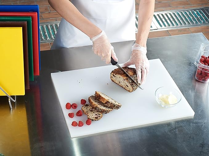 CURTA Cutting Boards for Kitchen, 20" x 14" x 0.5" White Color Coded Plastic Commercial Chopping Board with Anti Slip Surface Dishwasher Safe